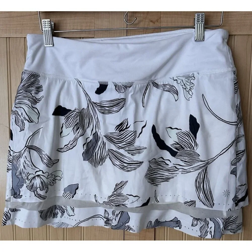 Athleta Floral Laser Run Tennis Skort sz‎ S Sporty Active Performance Golf